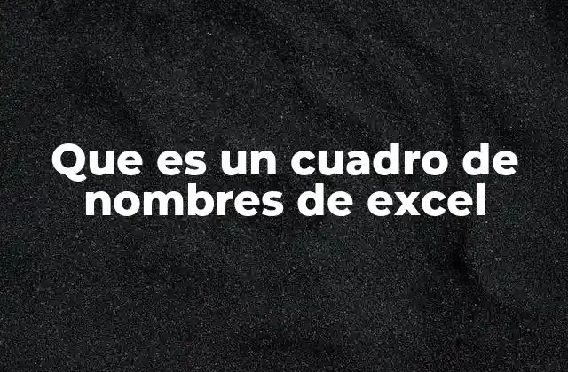 Que es un Cuadro de Nombres de Excel