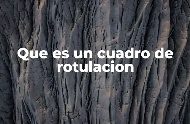 Que es un Cuadro de Rotulacion