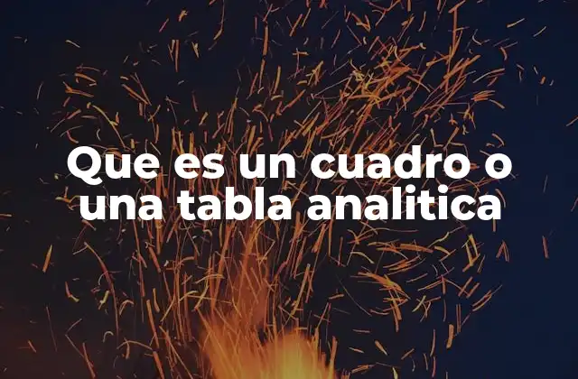 Que es un Cuadro o una Tabla Analitica