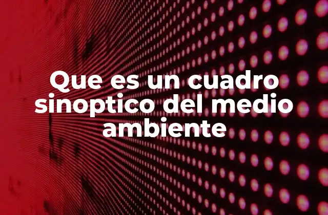 Que es un Cuadro Sinoptico Del Medio Ambiente