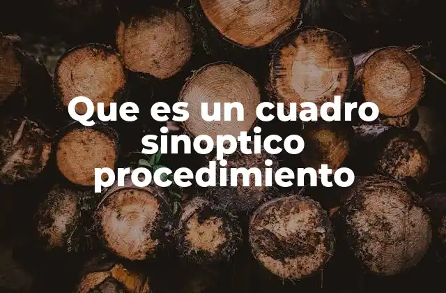 Que es un Cuadro Sinoptico Procedimiento 2 Cómo se utiliza un cuadro sinóptico para explicar procesos