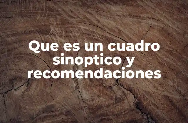 Que es un Cuadro Sinoptico y Recomendaciones