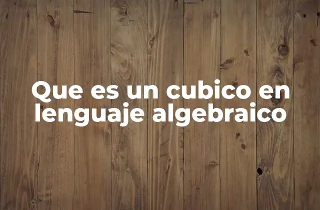 Que es un Cubico en Lenguaje Algebraico
