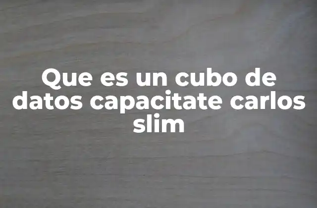 Que es un Cubo de Datos Capacitate Carlos Slim