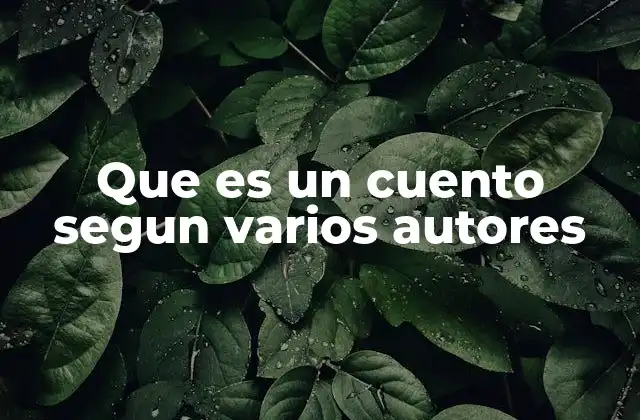 Que es un Cuento Segun Varios Autores