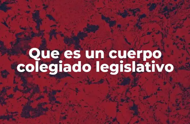 Que es un Cuerpo Colegiado Legislativo