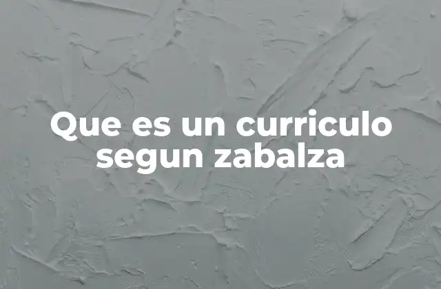 Que es un Curriculo Segun Zabalza