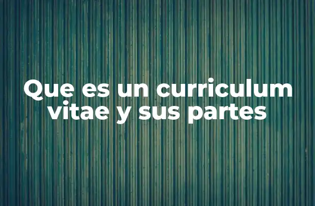 Que es un Curriculum Vitae y Sus Partes
