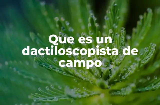 Que es un Dactiloscopista de Campo