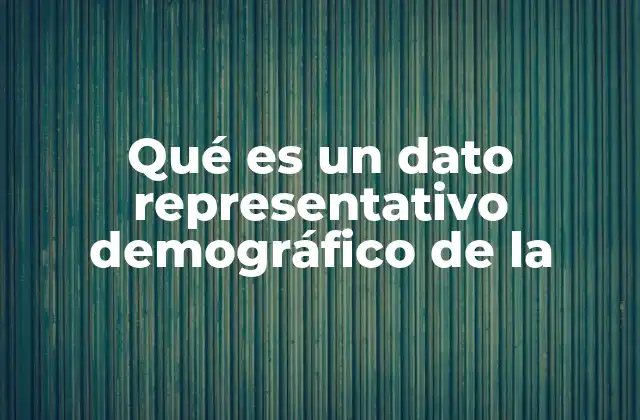 Qué es un Dato Representativo Demográfico de la
