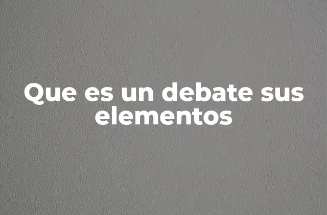 Que es un Debate Sus Elementos