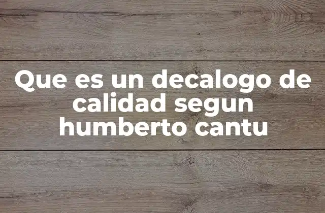 Que es un Decalogo de Calidad Segun Humberto Cantu