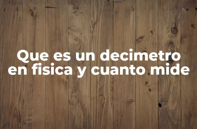 Que es un Decimetro en Fisica y Cuanto Mide
