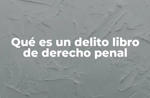 Qué es un Delito Libro de Derecho Penal