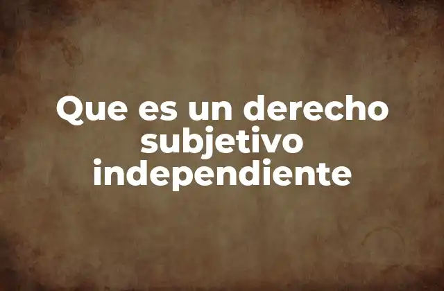 Que es un Derecho Subjetivo Independiente