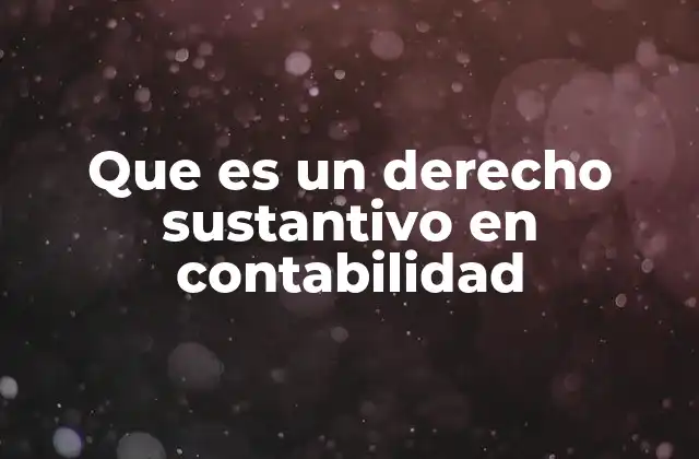 Que es un Derecho Sustantivo en Contabilidad