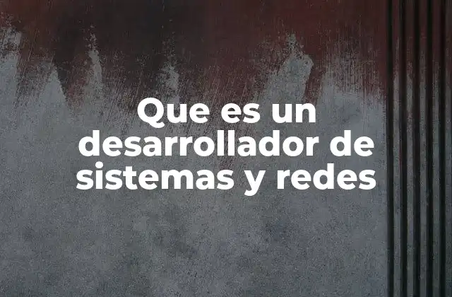 Que es un Desarrollador de Sistemas y Redes