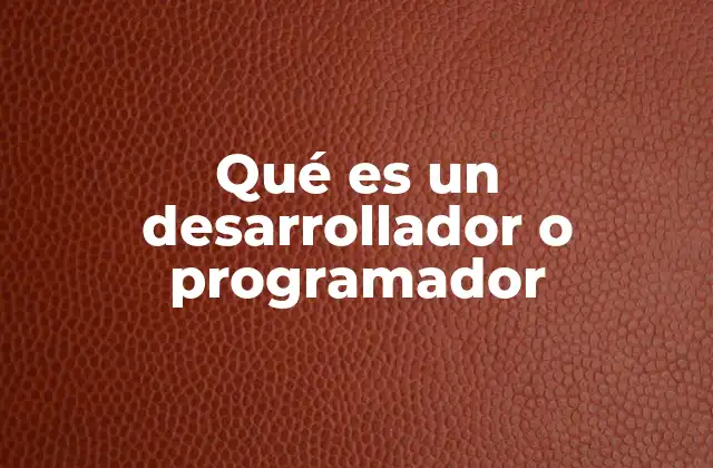 Qué es un Desarrollador o Programador