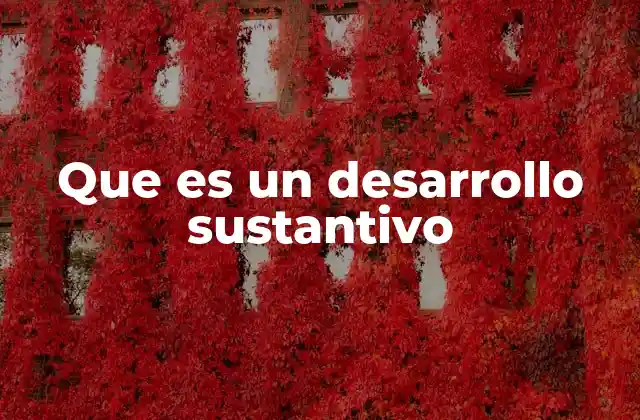 Que es un Desarrollo Sustantivo