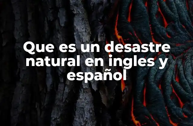 Que es un Desastre Natural en Ingles y Español