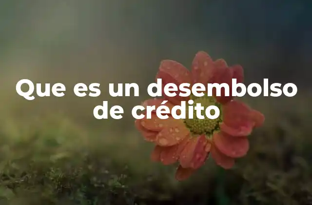 Que es un Desembolso de Crédito
