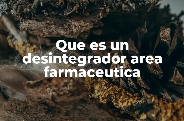 Que es un Desintegrador Area Farmaceutica