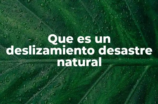 Que es un Deslizamiento Desastre Natural