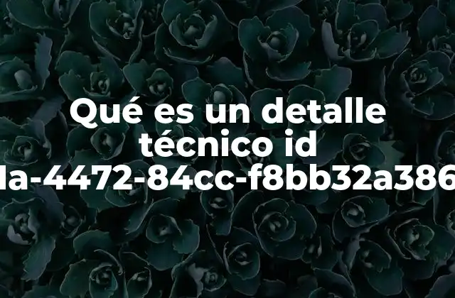 Qué es un Detalle Técnico Id 761a-4472-84cc-f8bb32a386a4