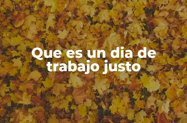 Que es un Dia de Trabajo Justo