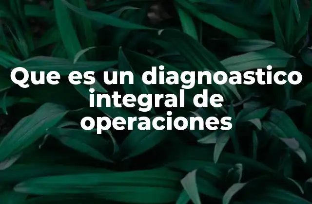 Que es un Diagnoastico Integral de Operaciones