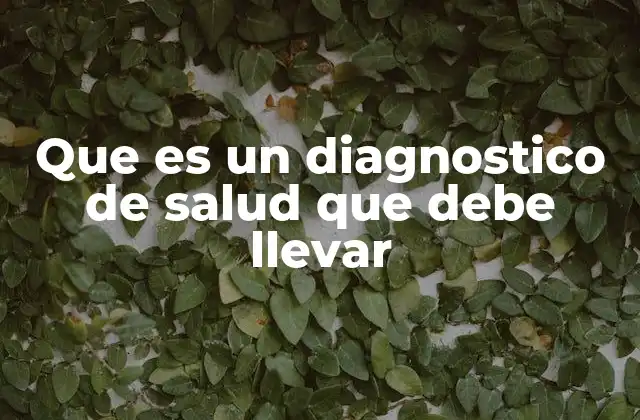 Que es un Diagnostico de Salud que Debe Llevar