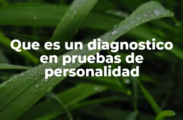 Que es un Diagnostico en Pruebas de Personalidad