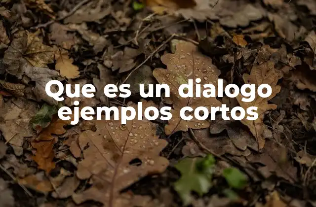 Que es un Dialogo Ejemplos Cortos