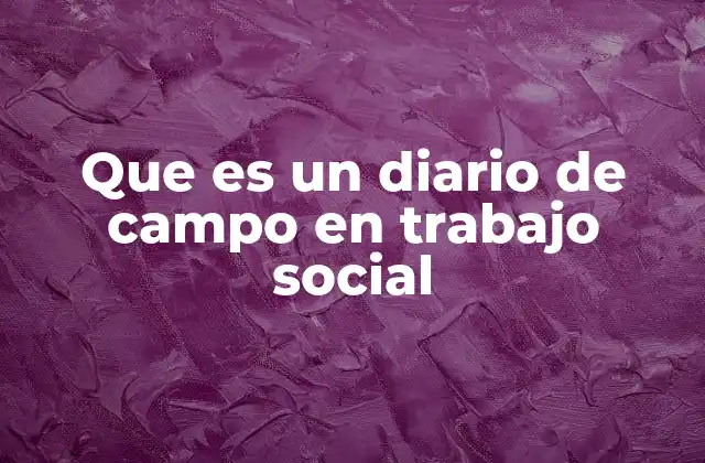 Que es un Diario de Campo en Trabajo Social