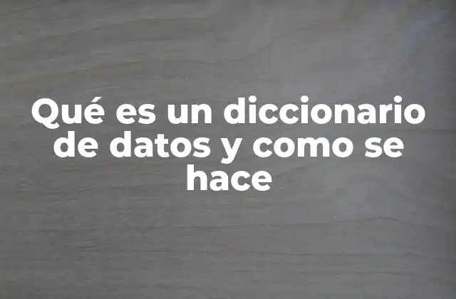 Qué es un Diccionario de Datos y como Se Hace