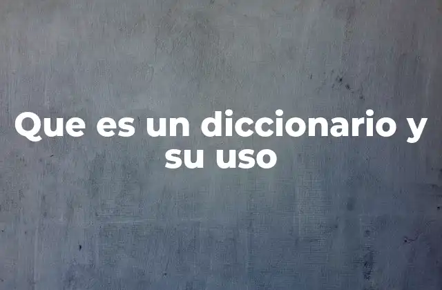 Que es un Diccionario y Su Uso