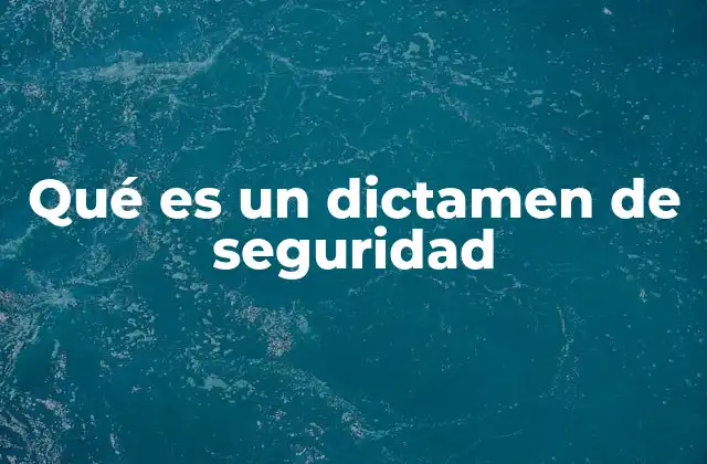 Qué es un Dictamen de Seguridad