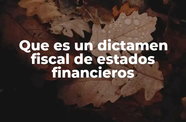 Que es un Dictamen Fiscal de Estados Financieros