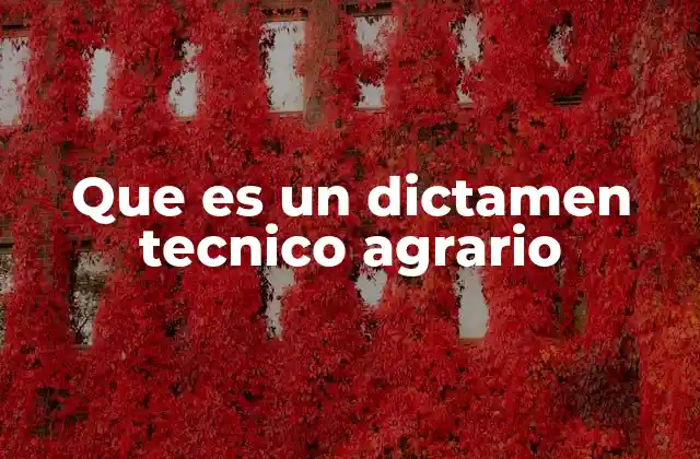 Que es un Dictamen Tecnico Agrario