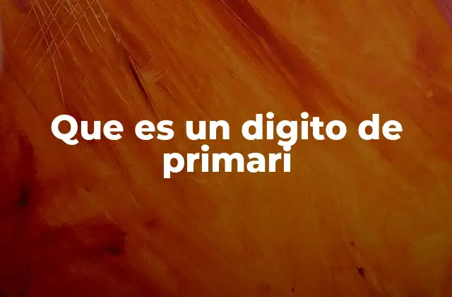 Que es un Digito de Primari