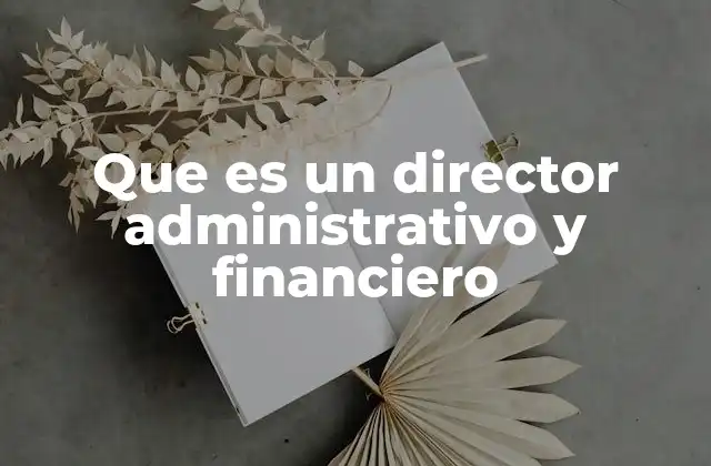Que es un Director Administrativo y Financiero
