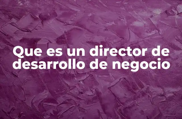 Que es un Director de Desarrollo de Negocio