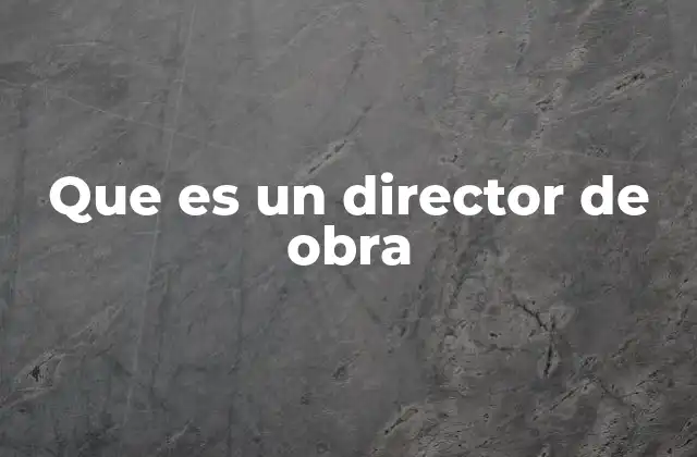 Que es un Director de Obra