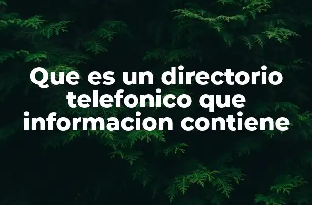 Que es un Directorio Telefonico que Informacion Contiene