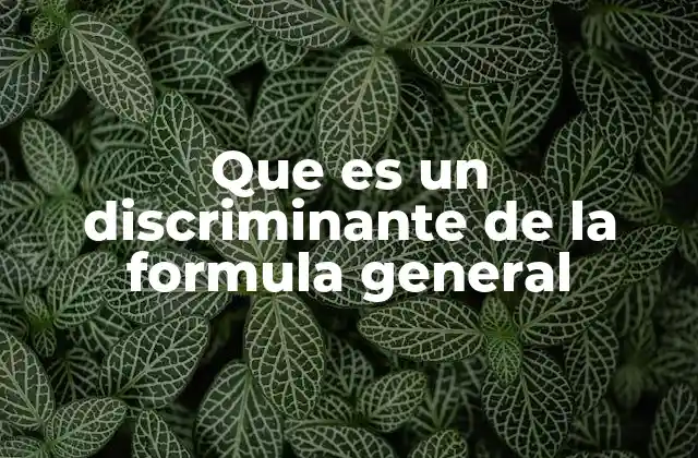 Que es un Discriminante de la Formula General