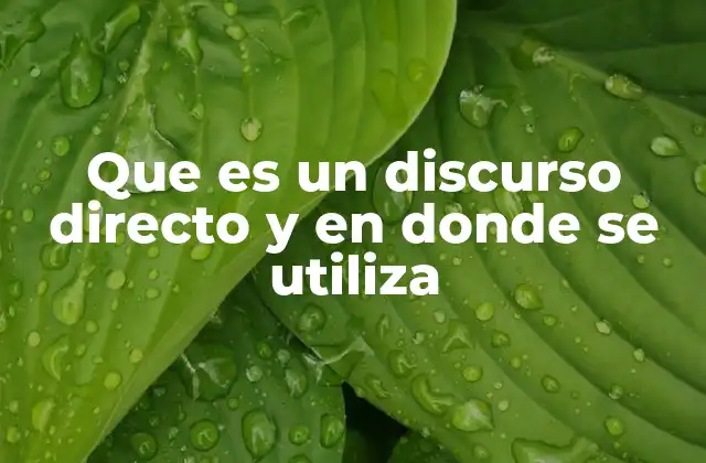 Que es un Discurso Directo y en Donde Se Utiliza