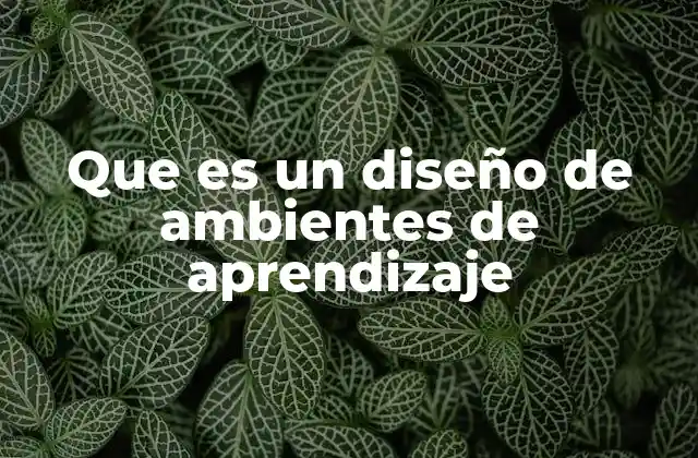 Que es un Diseño de Ambientes de Aprendizaje