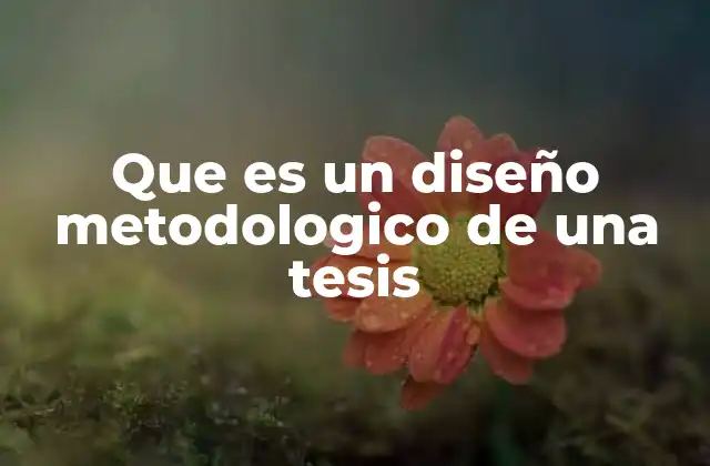 Que es un Diseño Metodologico de una Tesis