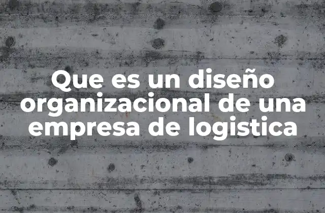 Que es un Diseño Organizacional de una Empresa de Logistica