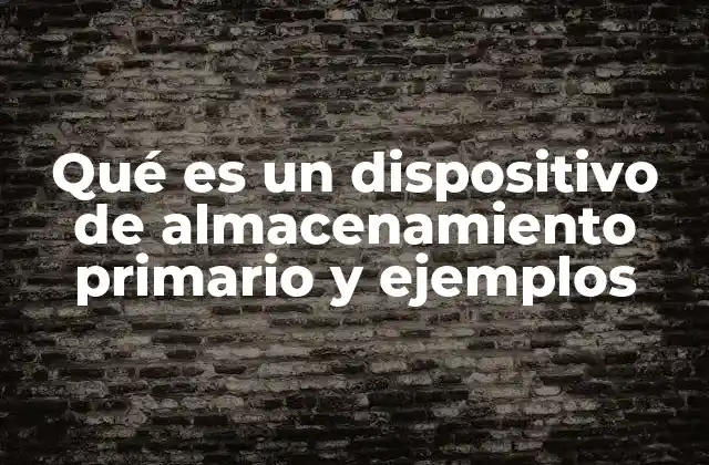 Qué es un Dispositivo de Almacenamiento Primario y Ejemplos